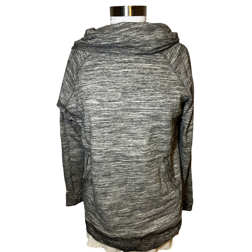 LL Bean Women Gray Space Dye Cowl Neck Hoodie Pullover Sweatshirt L REG 506908